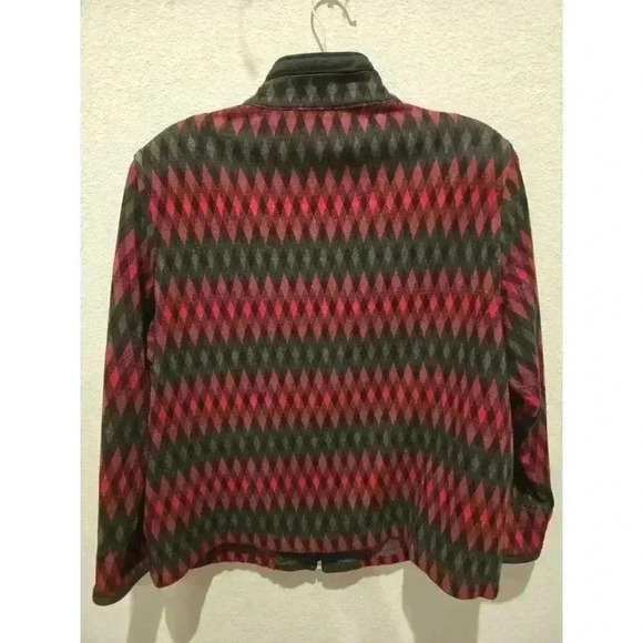 Allison Daley Petite Women's Red Geometric Zip-Up Jacket Size PL - Picture 9 of 12